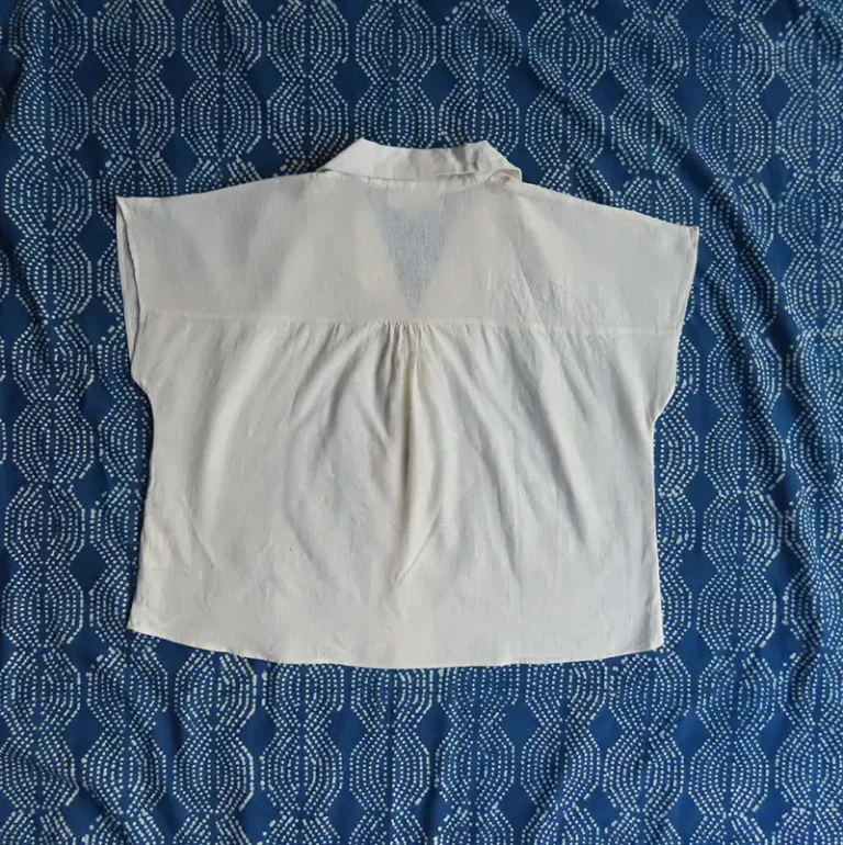 back view of undyed cotton shirt