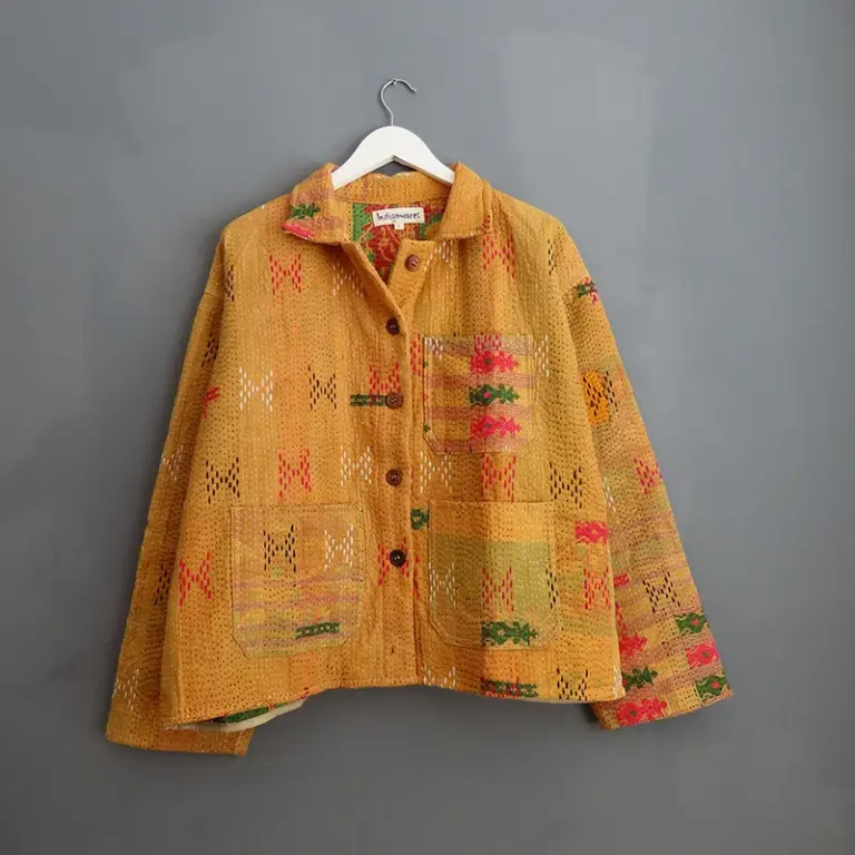 golden yellow kantha chore jacket