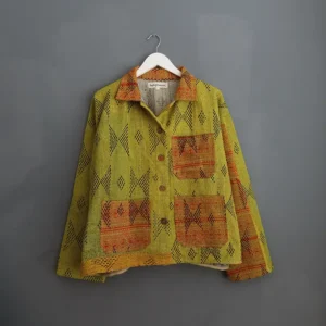 acid yellow kantha chore jacket
