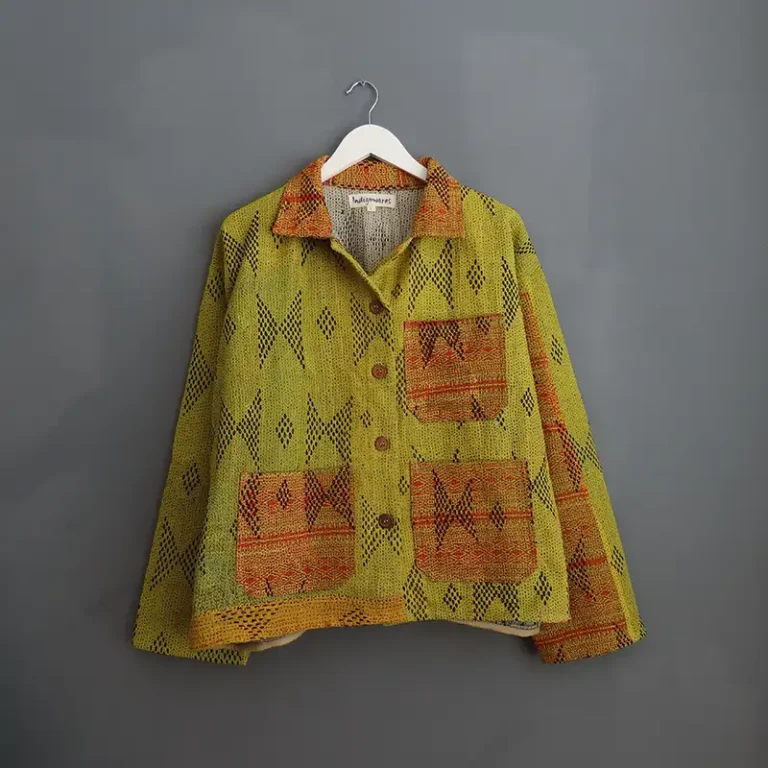acid yellow kantha chore jacket