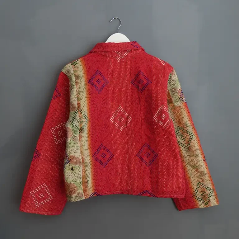 back view of kantha chore jacket