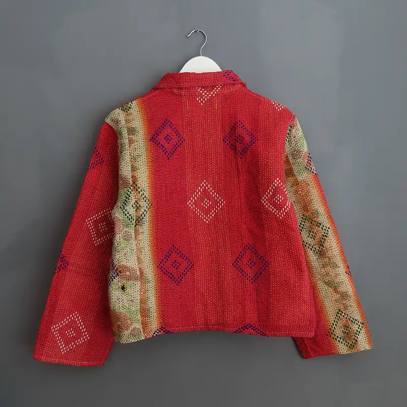 back view of kantha chore jacket