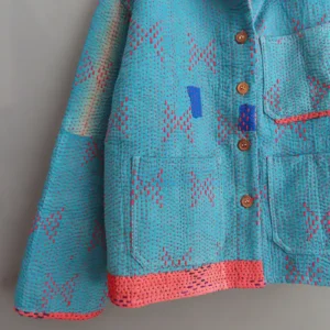 close up of kantha stitching