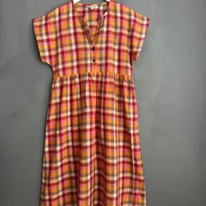 loose midi dress in rainbow check