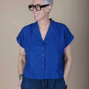 blue cotton short sleeve shirt