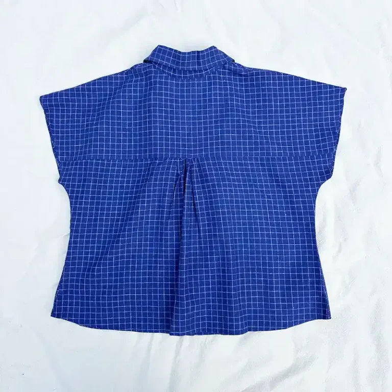 blue short sleeve check shirt