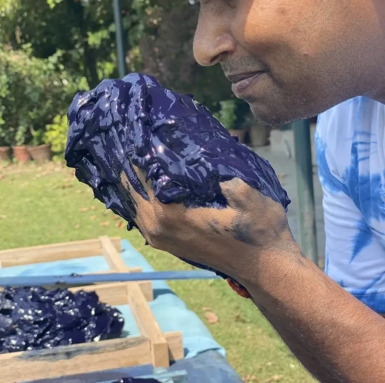 natural indigo pigment before drying process