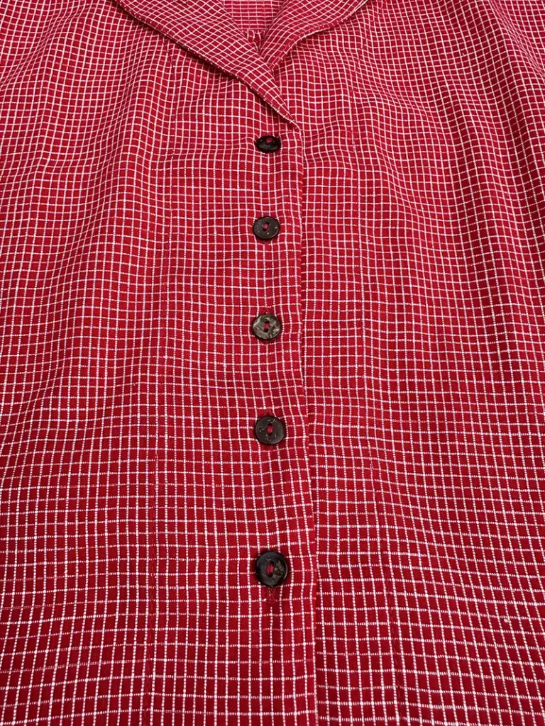 zoom in of red handwoven check