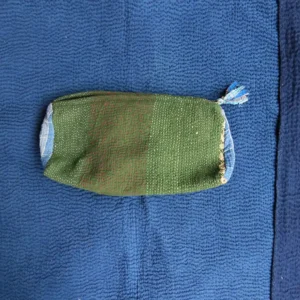 green kantha fabric pouch