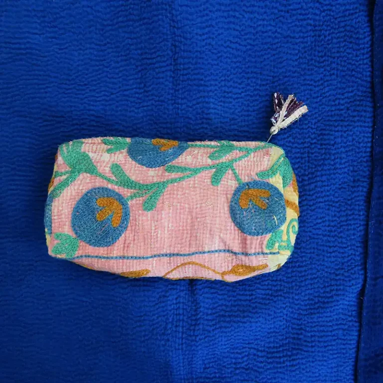 suzani kantha fabric pouch