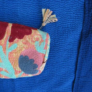 zoom in detail of floral suzani zipped pouch