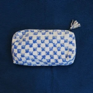 blue checker zipped pouch