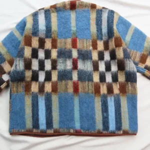 blue check wool jacket