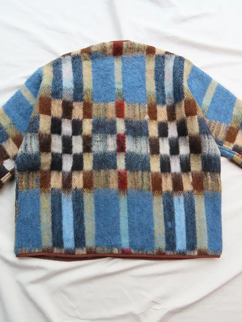 blue check wool jacket