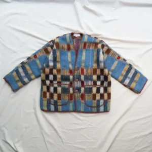 blue check wool jacket