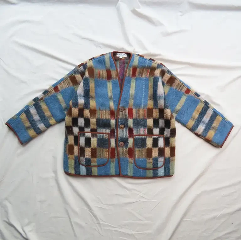 blue check wool jacket