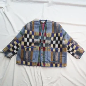checker pattern blanket jacket