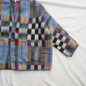 zoom in checker pattern blanket jacket
