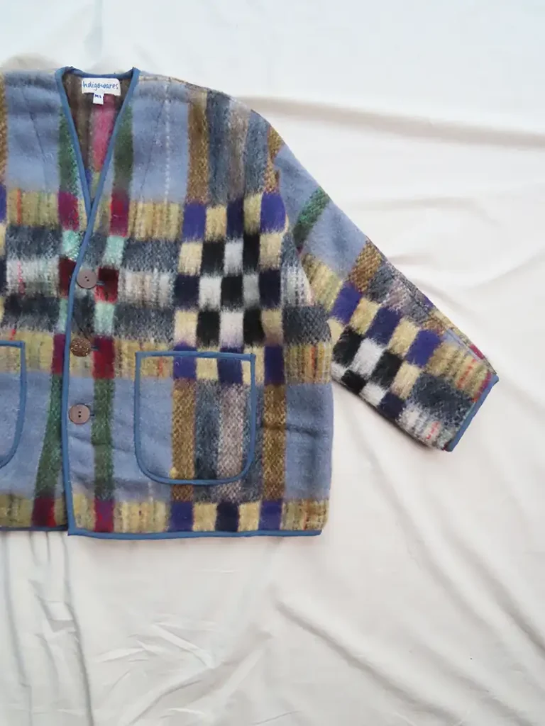 zoom in checker pattern blanket jacket