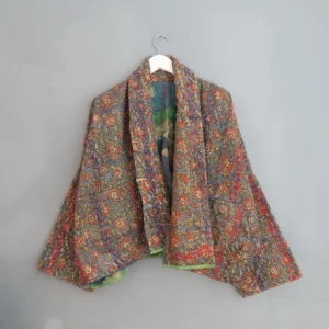 earthy coloured kantha stitched jacket