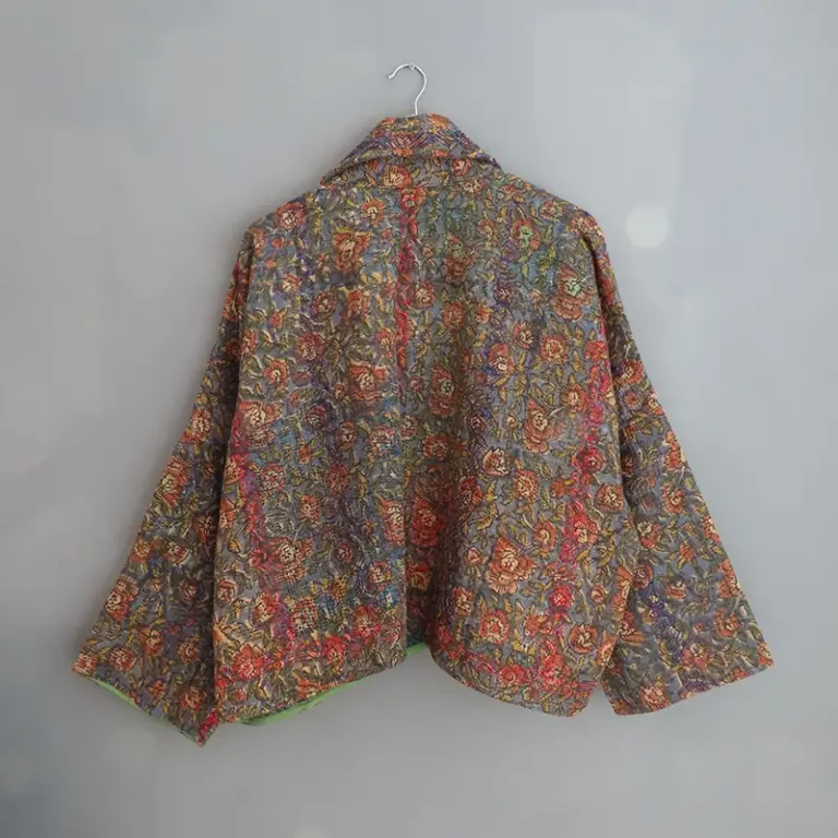 reverse side of kantha stitched jacket