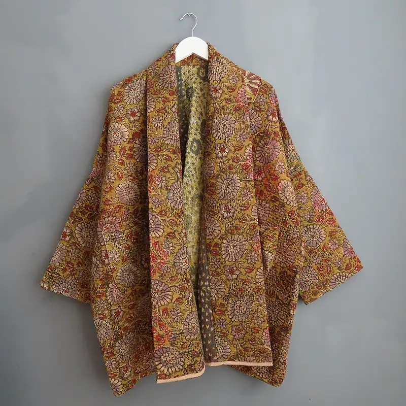 long length kantha fabric jacket