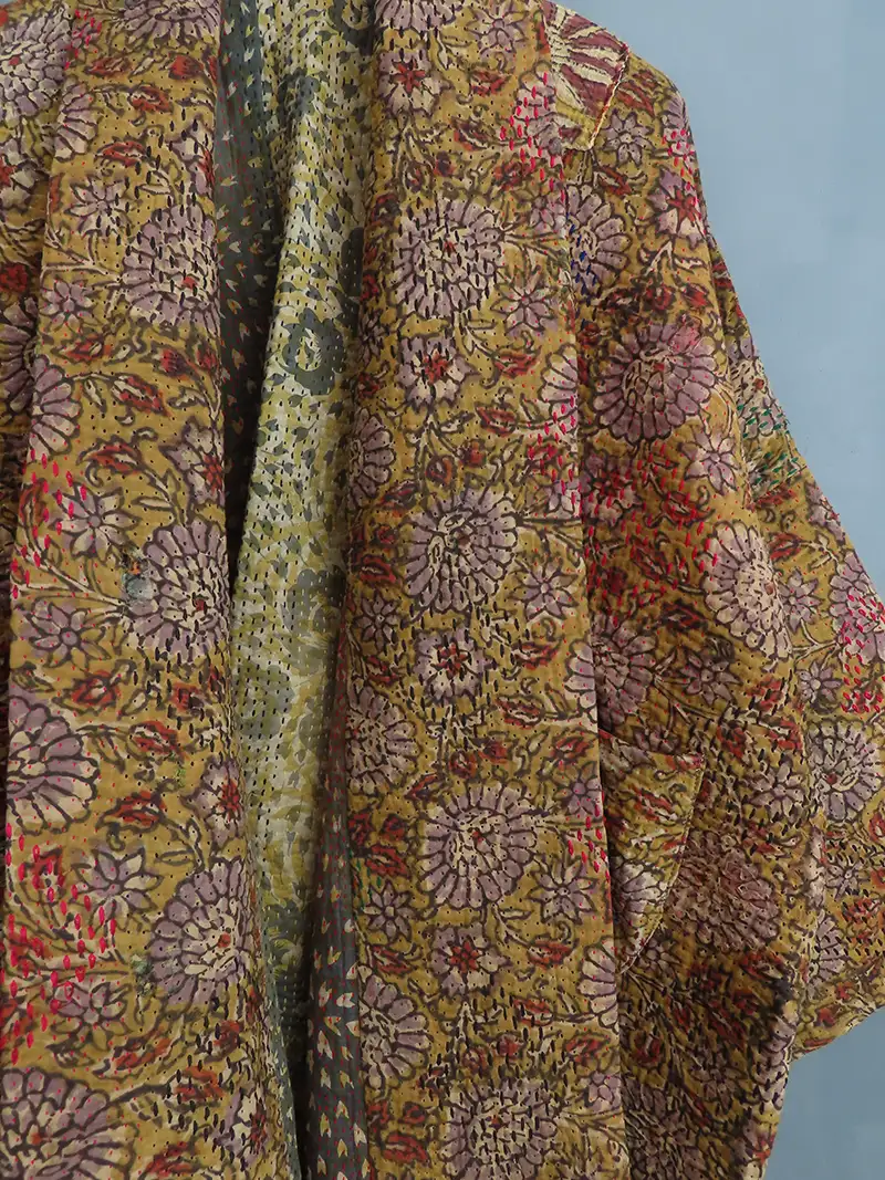zoom in of indian kantha jacket
