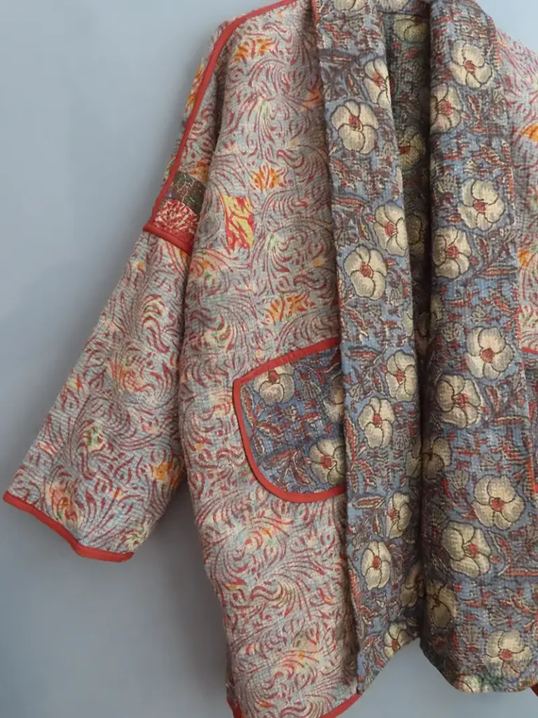 reversible kantha fabric jacket