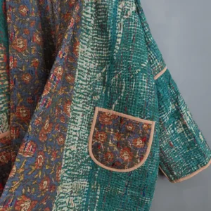 reverse side of kantha fabric jacket