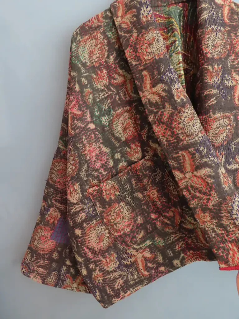 zoom in of indian kantha jacket
