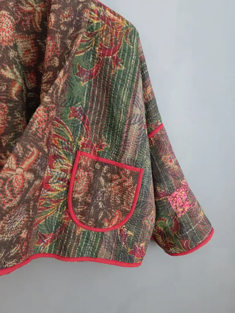 reverse side of indian kantha jacket