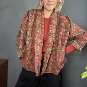 rusty coloured kantha fabric jacket
