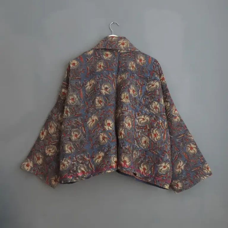 back view of indian kantha stitched jacket