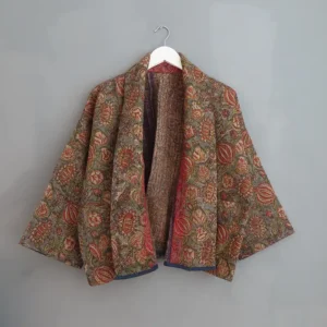 dark floral short kantha jacket