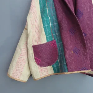 reversible kantha stitched jacket