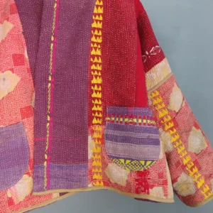 reversible rainbow patterned kantha jacket