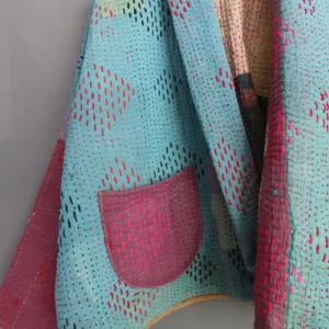 zoom in details of kantha stitching