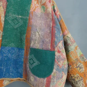 reversible patchwork kantha jacket