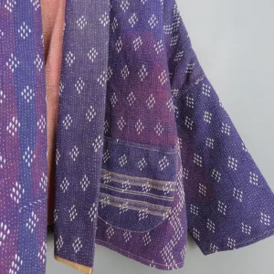 short purple kantha jacket with diamond embroidery