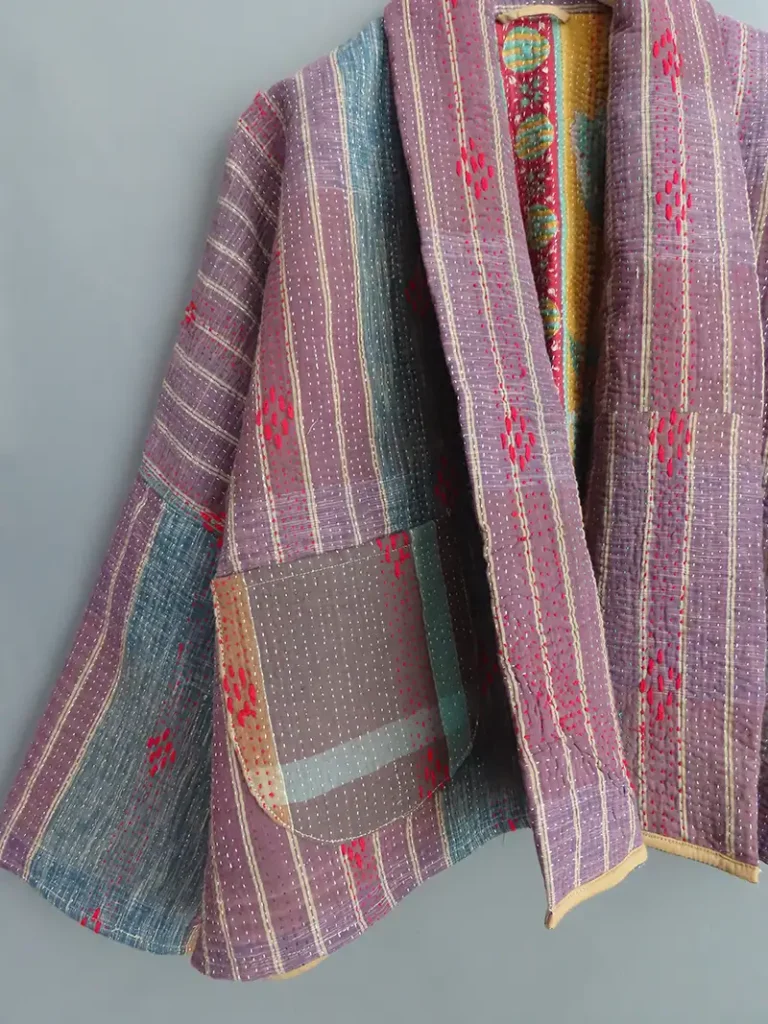 zoom in of kantha jacket