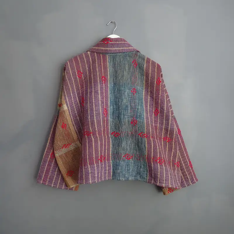 back view of vintage kantha jacket