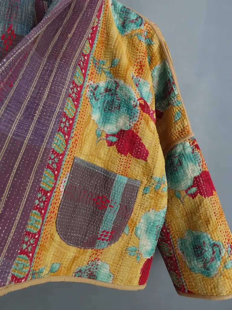 reversible short kantha jacket