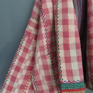 zoom in picnic check vintage kantha jacket